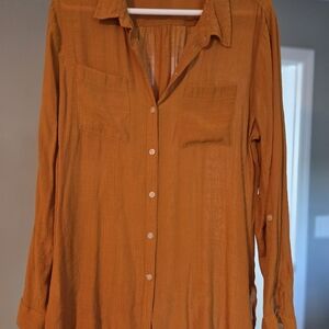 Cato Orange Button-Up Blouse